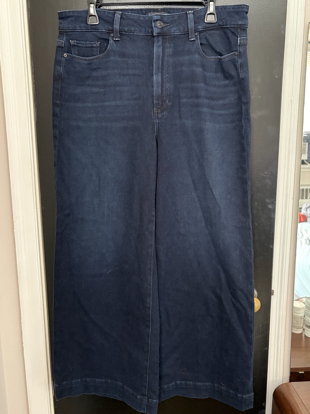 Paige Anessa Dark Blue Wide-Leg Jeans - Dark Blue